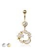 316L SURGICAL STEEL OPAL MOON MULTI CZ TOP DANGLE BELLY BUTTON NAVEL RING 